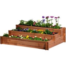 Dobar Aiuola Rialzata Tre Piani Peru” In Legno (pino): Kit Aiuola Da Tavolo Per Verdure, Erbe, Fiori, Posizionabile In Modo Versatile, Marrone, 110 X 