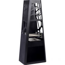 Dobar - Camino con Grill e Contenitore portalegna – Acciaio Inox Verniciato a Polvere Nero, 57.5 x 38 x 148 cm, 35423