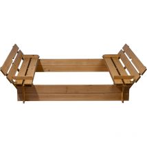 Sandkasten mit Sitzbänken und Deckel 118 x 118 x 20 cm Sandkasten - Dobar