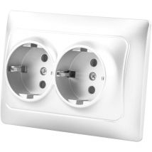 Onlex - Base doble schuko empotrar blanca universal 16a