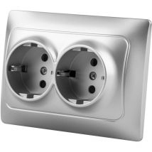 Base doble schuko empotrar Onlex plata universal 16a