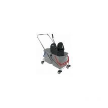 Certeo - Carro para limpieza en húmedo 2 cubos rodantes dobles de 27 l