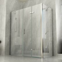 Luminosa Arredobagno - Box doccia 2 lati apertura a libro trasparente 8mm h195 flex maxi, dimensioni 180x90