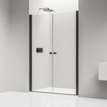 Bernstein - Doccia a nicchia con porte a doppio battente NT218 - Nano real glass - colore e larghezza del profilo selezionabili Nero opaco, 840mm