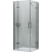 Bernstein - Doccia angolare con due porte a battente su pannello fisso NT407 - vetro nano trasparente da 8 mm - larghezza selezionabile 100cm, 120cm