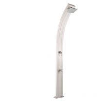 SPRING 30L Formidra Doccia Solare da Esterno - Alluminio - Sciacqua piedi, soffione e miscelatore - 26x12x228cm - Grigio metallizzato