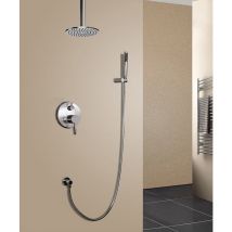 Lookshop - Doccetta termostatica in ottone massiccio nichel spazzolato con supporto a parete 200 mm