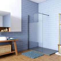 Aica Italy - Doccia Walk In 80x200cm Parete Fissa in Vetro Temperato Anti-frantumi Anticalcare da 8 mm Striscia Opaca Centrale Barra Stabilizzatrice