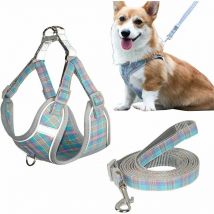 Dog Harness Cats Small Medium Dogs Puppy Harness Reflective Adjustable Soft Vest Harness Safe Control Padded Checked Cloth Dog Lead Vest Chest
