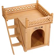 Cadoca - Cat house with balcony Cat cave wood 2 floors