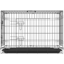 Briefness - Dog Puppy Cage,2 Door Dog Crate Home or Travel Folding Metal Dog Cage with Non-Chew Metal Tray and Carrier Handle,36 inch Black Foldable