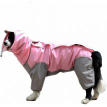 Dog Raincoat with Detachable Hood, Dog Coat with Adjustable External Drawstring, Rain Jacket with Hood and Neck Hole, 22 (Pink),25-30 lbs,