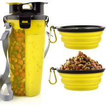 Longziming - Dog Water Bottle with 2 Collapsible Bowls Portable 2 in 1 Water Bottle and Food for Dogs Cat Pets, Travel Bottle for Walking,