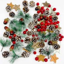 Dolaso 108 Stück Weihnachtskranz-dekorationen, Künstliche Tannenzapfen Und Natürliche Rote Kiefern-stechpalmenbeeren Für Diy-weihnachtsparty-