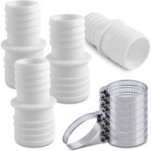 4 Pcs Raccord Tuyau Piscine 32 mm et 38 mm, Raccord de Tuyau avec Colliers de Serrage, 32 mm vers 38 mm Adaptateur Raccord Piscine, Adaptateur de