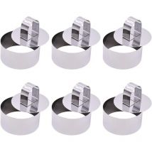 6 Stück Gebäckring, Runde Gebäckform, Backen, Edelstahl, Kuchenring, Mousse-formen, Dessertringe (rund) - Dolaso