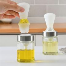 Bouteille d'huile avec Pinceau à Badigeonner en Silicone, Brosse en Silicone pour Bouteille d'huile en Verre de Cuisine, Brosses à Huile pour