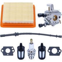Dolaso - Kit de Carburateur pour Stihl FS120 FS200 FS020 FS202 FS300 FS350 Débroussailleuse, Joint + Filtre à Air et Filtre à Carburant + Tuyau de