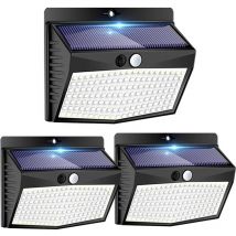 Lampe Solaire Extérieur Détecteur de Mouvement【Lot de 3 de 138LED】 Lumière étanche Sans Fil 3 Modes Spot led éclairage extérieur solaire pour Jardin