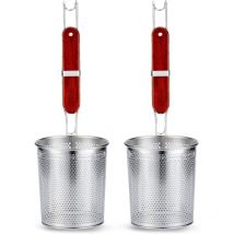 Dolaso - Lot de 2 passoires à pâtes micro-perforées en acier inoxydable avec poignée, pour raviolis et nouilles, panier à pâtes (diamètre 12 cm)