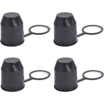 Dolaso - Lot de 4 capuchons de protection pour attelage de remorque avec anneau de sécurité pour voiture, camping-car (noir)