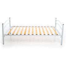 Letto in Ferro Singolo con Rete a Doghe Bianco 80x190, Rapido Montaggio, Letto Ferro Battuto con Rete Ortopedica a Doghe, Testiera e Pediera, Altezza