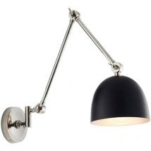 Endon - Dome Adjustable Arm Wall Lamp Polished Nickel Plate, Matt Black