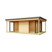 Domeo 3 v2 + Domeo 3 v2 al. pakk-Log Cabin, Wooden Garden Room, Timber Summerhouse, Home Office - L608.4 x W418.9 x H239.4 cm