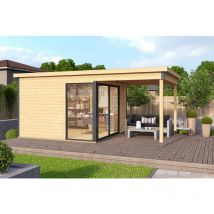 M&s - Domeo 2 + Domeo 2 Al pack ISO-Log Cabin, Wooden Garden Room, Timber Summerhouse, Home Office - L524 x W319.6 x H239.4 cm