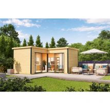 Domeo 6 + Domeo 6 Al pack ISO-Log Cabin, Wooden Garden Room, Timber Summerhouse, Home Office - L500 x W509.3 x H250.8 cm