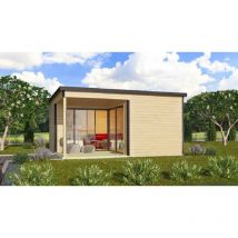 Domeo 6 v2 + Domeo 6 v2 al. pakk-Log Cabin, Wooden Garden Room, Timber Summerhouse, Home Office - L519.6 x W519.6 x H250.8 cm