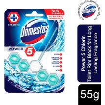 Power 5 Chlorine Toilet Rim Block With Long Lasting Fragrance, 55 g - Domestos