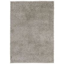 DOMINO - Tapis à poils longs toucher laineux gris 120x170