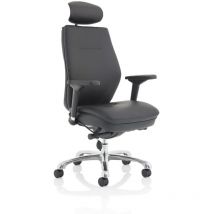 Domino Chair with Arms and Headrest Black Bonded Leather