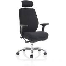 Domino Chair with Arms and Headrest Black Fabric