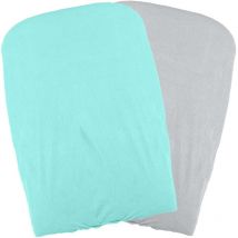 Lot 2 Housses matelas a langer - Blanc/Perle - Domiva