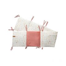 Tour de lit adaptable Domiva Happy - Motif plume coloré - 30x180 cm - Rouge