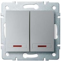 Bouton Poussoir Encastrable Double avec Voyant Lumineux led domo Argent