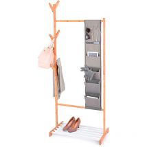 Stander appendiabiti con ripiano e multitasca in bamboo