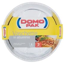 Vaschette in Alluminio per Torta 8 Porzioni – Set di 3 – Diametro 24 cm – Altezza 2,5 cm – Domo Pak