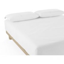 Nalui - Sábana Bajera Blanco 100% Algodón 180 Hilos (Camas max 28cm), Suave, Fresca, Transpirable, Lavable a 30oC