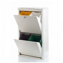 Contenedor basura ecologico metalico 4 departamentos blanco