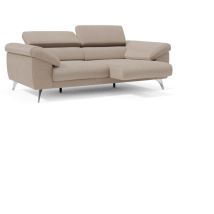 Donatello Sofa Mit Ausziehbaren Sitzen, Armlehnen Mit Staufach Aus Abwaschbarem Stoff T23 183 Cm Graubeige
