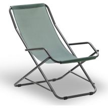 Okaffarefatto - Dondolina con braccioli Creta Metal far acciaio con telo verde salvia 190 tex