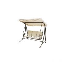 Dondolo 3 posti in acciaio con parasole e sedute in texilene Trio