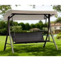 Papillon - Dondolo Da Giardino 3 Posti In Polyrattan Mod. Terracina Cm. 193x117x167