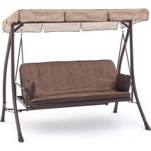 Mygarden - Dondolo Bali 3 posti beige in ferro cm 198x140x174 con schienale reclinabile funzione letto da esterno