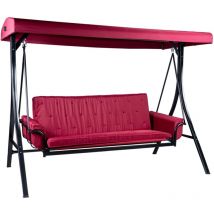dondolo da giardino 3 posti eurogarden "red passion" in acciaio e poliestere colore burgundy, 240x130x182 cm