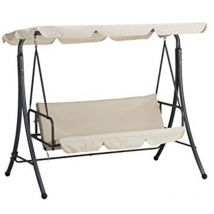 Dondolo da esterno a 3 posti 'bali' in acciaio e poliestere colore beige, 190x120x165 cm