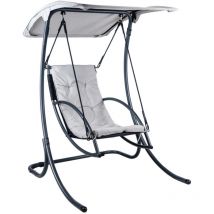 Eurogarden - dondolo da esterno singolo 'panorama' in acciaio con tettuccio colore grigio - 133x140x167 cm